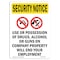 Signmission OSHA Security Sign, 10" Height, Use Or Possession Of, Portrait, SN-D-V-11788 OS-SN-D-710-V-11788 - alternate 1